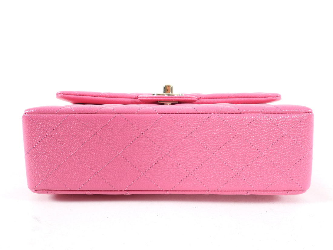 Chanel 2021 Small Pink Caviar Double Classic Flap Bag GHW