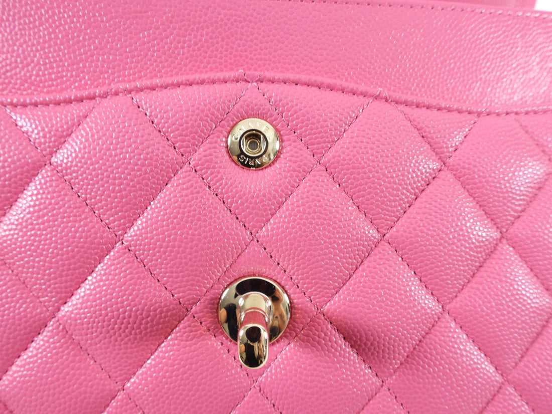 Mini Rectangular Flap Bag in 18B Dark Pink Caviar