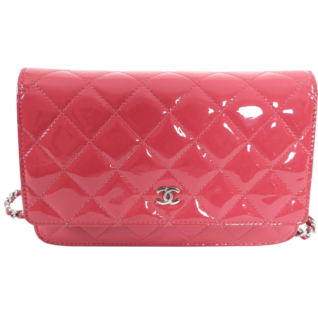 Chanel Pink Quilted Patent Leather Wallet On Chain (WOC) Q6B0WW0FRB057