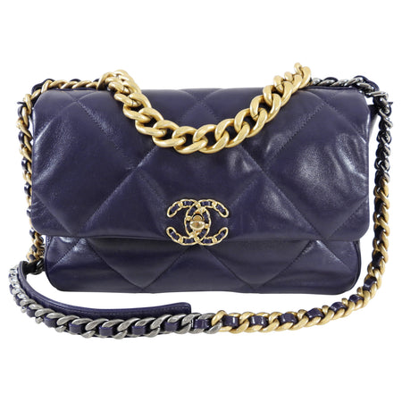 Chanel 19 Large Purple Quilted Leather Flap Bag