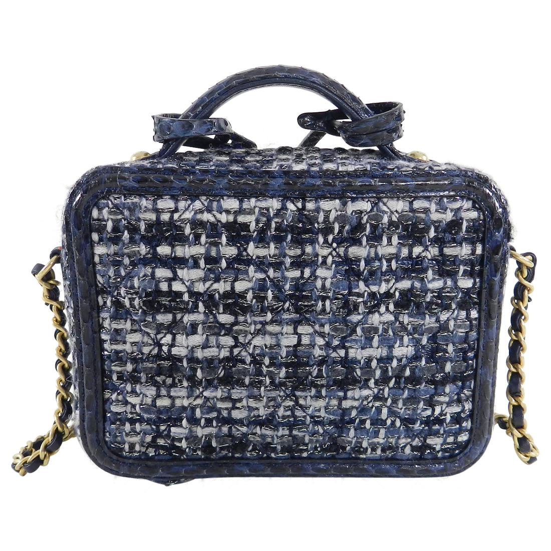 Chanel 2018 Blue Python CC Filigree Vanity Case Bag