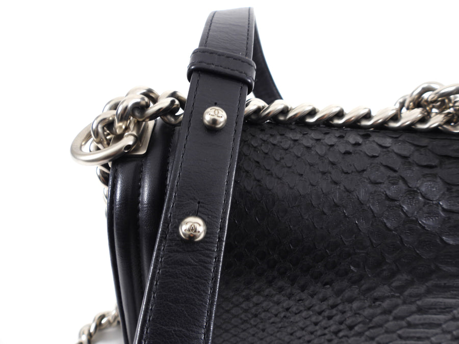 Chanel Black Leather and Exotic Python Medium Boy Bag – I MISS YOU VINTAGE