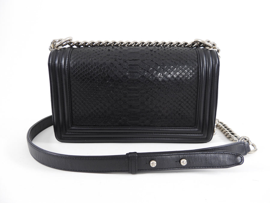 Chanel Black Leather and Exotic Python Medium Boy Bag – I MISS YOU