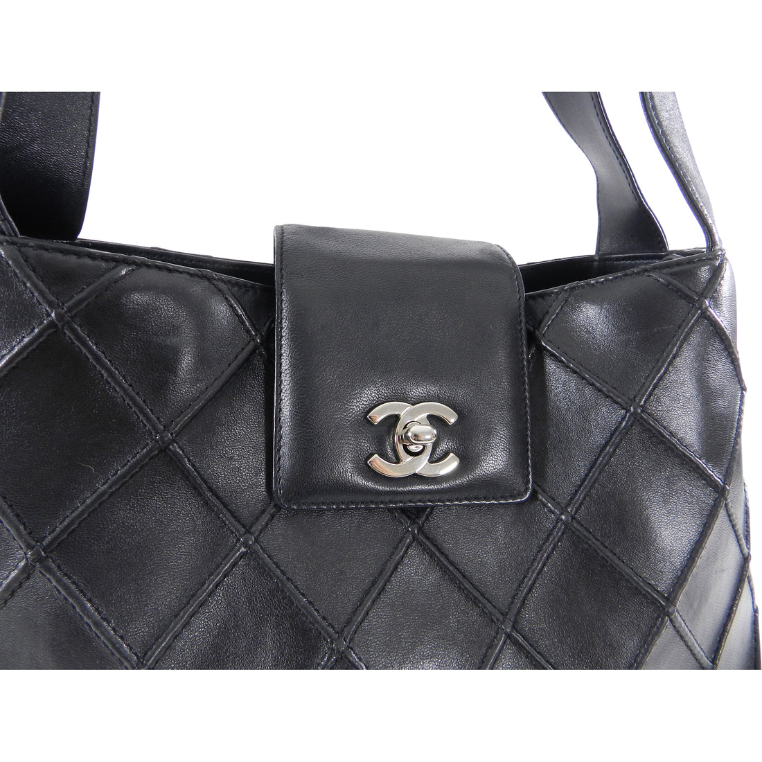 Chanel Cosmos Black Calf Leather Quilted Shoulder Bag