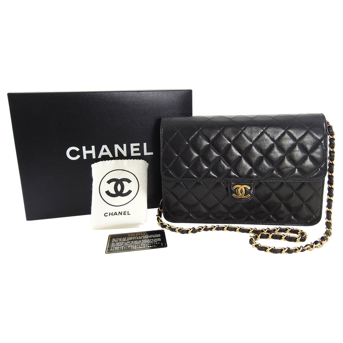 Chanel Vintage 1991 Black Lambskin Leather Quilt Flap Bag