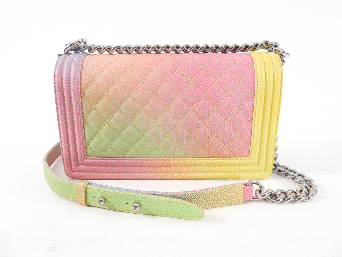 Rainbow Quilted Caviar Boy Bag Small
