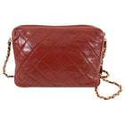 Chanel Vintage 1980's Red Quilted Lambskin CC Crossbody Bag