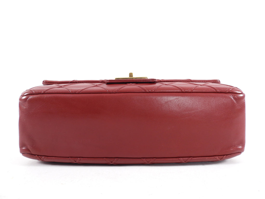 Chanel 12A Dark Red Quilted Single Flap Bag
