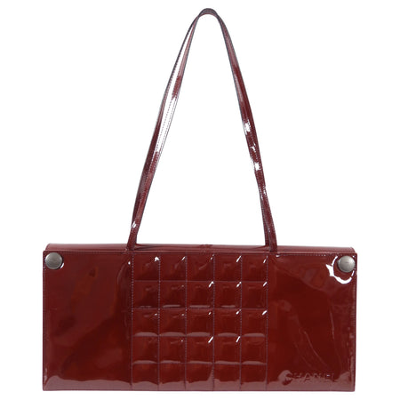 Chanel Vintage 1999 Burgundy Patent Leather Choco Bar Bag