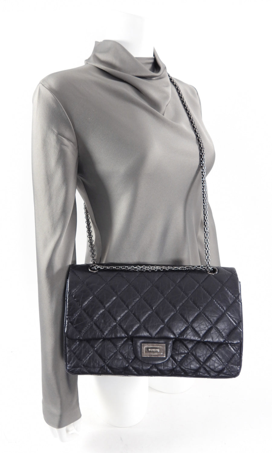Chanel 2.55 Reissue 227 Black Leather ref.56444 - Joli Closet