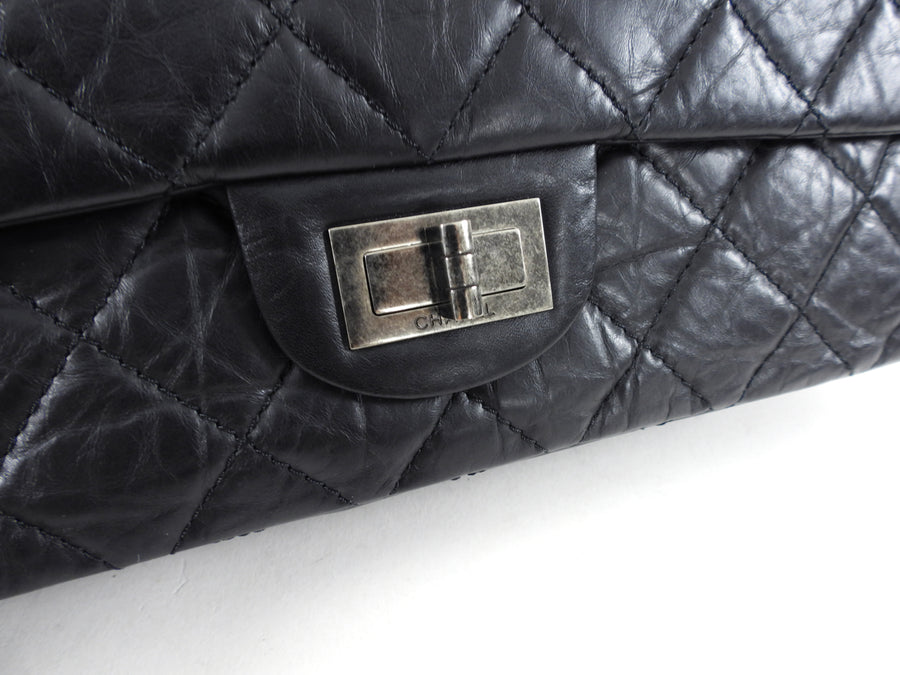 Chanel Black 2.55 Reissue 227 Aged Calfskin Double Flap Bag – I