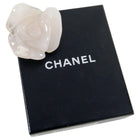Chanel 02P Blush Resin Carved Rose Flower Brooch Pin