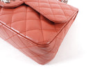 Chanel Coral / Rouge Jumbo Caviar Classic Single Flap Bag SHW