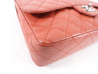 Chanel Coral / Rouge Jumbo Caviar Classic Single Flap Bag SHW
