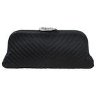 Chanel Black Satin CC Clasp Evening Clutch Bag