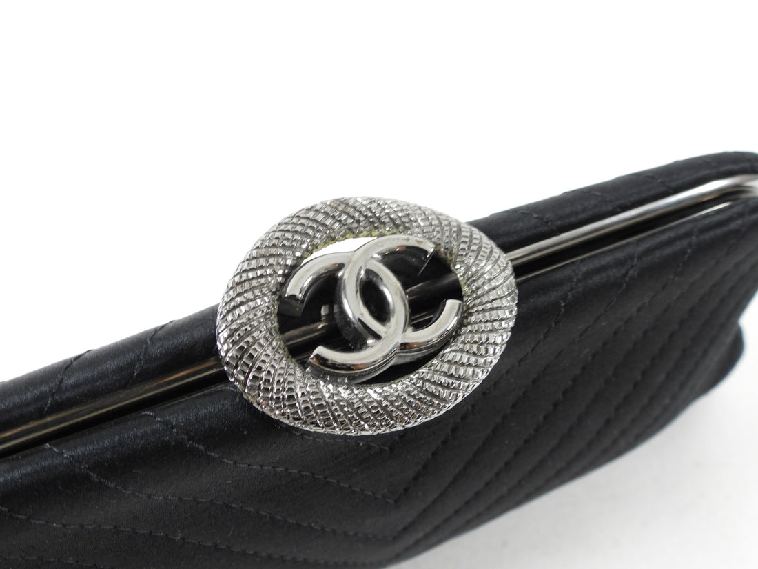 Chanel Black Satin CC Clasp Evening Clutch Bag – I MISS YOU VINTAGE