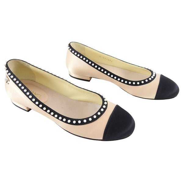 Chanel - Beige Ballerina Flats w/ Pearl Embellishments Sz 10.5 – Current  Boutique