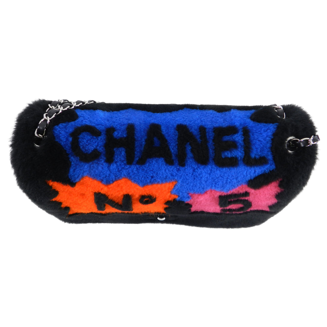 Chanel 14A Patchwork No. 5 Caption Comic Shearling jumbo flap bag