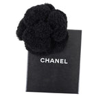 Chanel Vintage 1990's Black Shearling Camelia Flower Pin
