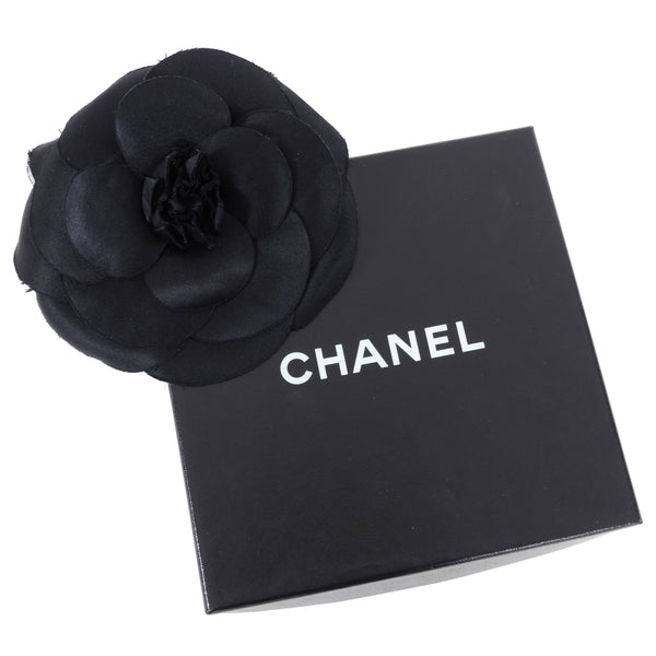 Chanel Camellia Bow Brooch Black/White