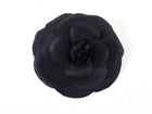 Chanel Vintage 1990’s Extra Large Black Silk Camelia Flower Pin