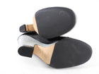 Chanel Silver and Black Satin & Pearl Wedge Heels - 41 / 40
