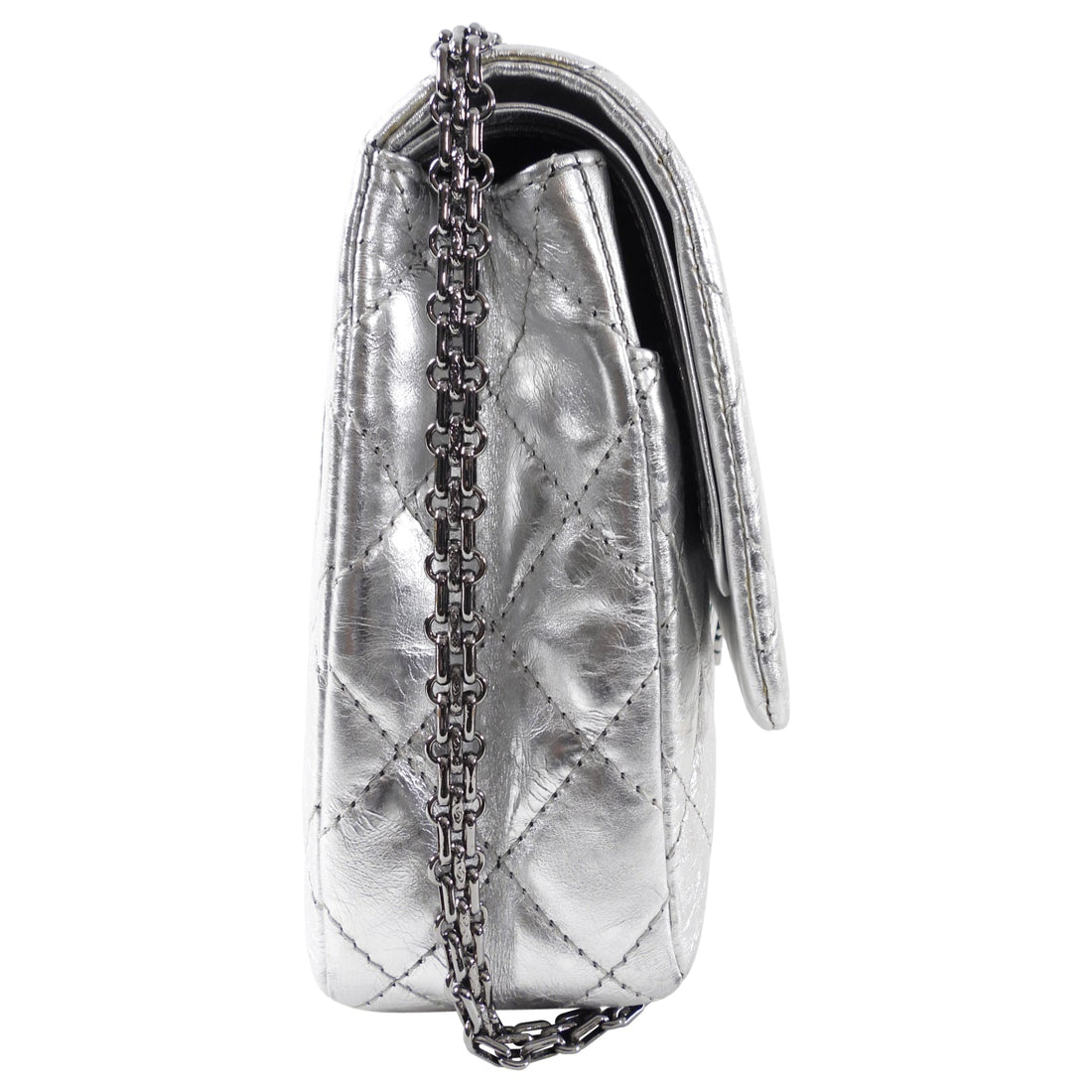 Chanel 2.55 Reissue 227 Maxi Silver Aged Calfskin Flap Bag – I