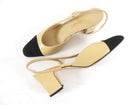 Chanel Beige Leather Cap Toe Slingback Shoes - 39