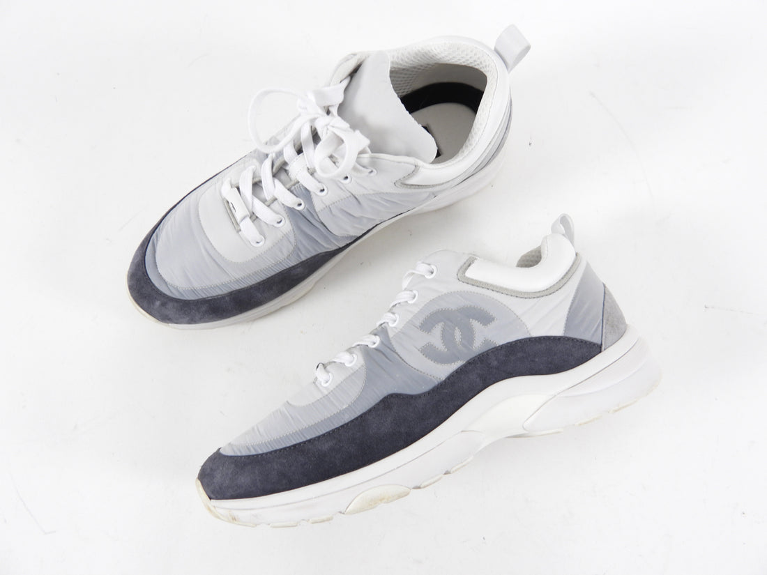 Chanel White and Grey CC Sneakers - 41 (EU40) – I MISS YOU VINTAGE