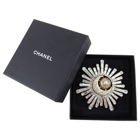 Chanel 17K Large Crystal Starburst Moon Comet Statement Pin
