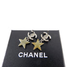 Chanel 08P Silver Crystal CC Star Drop Earrings