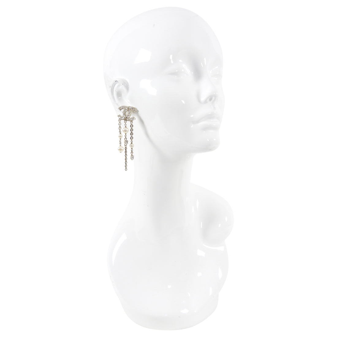 Chanel 20B Light Gold Crystal CC Strass Fringe Earrings