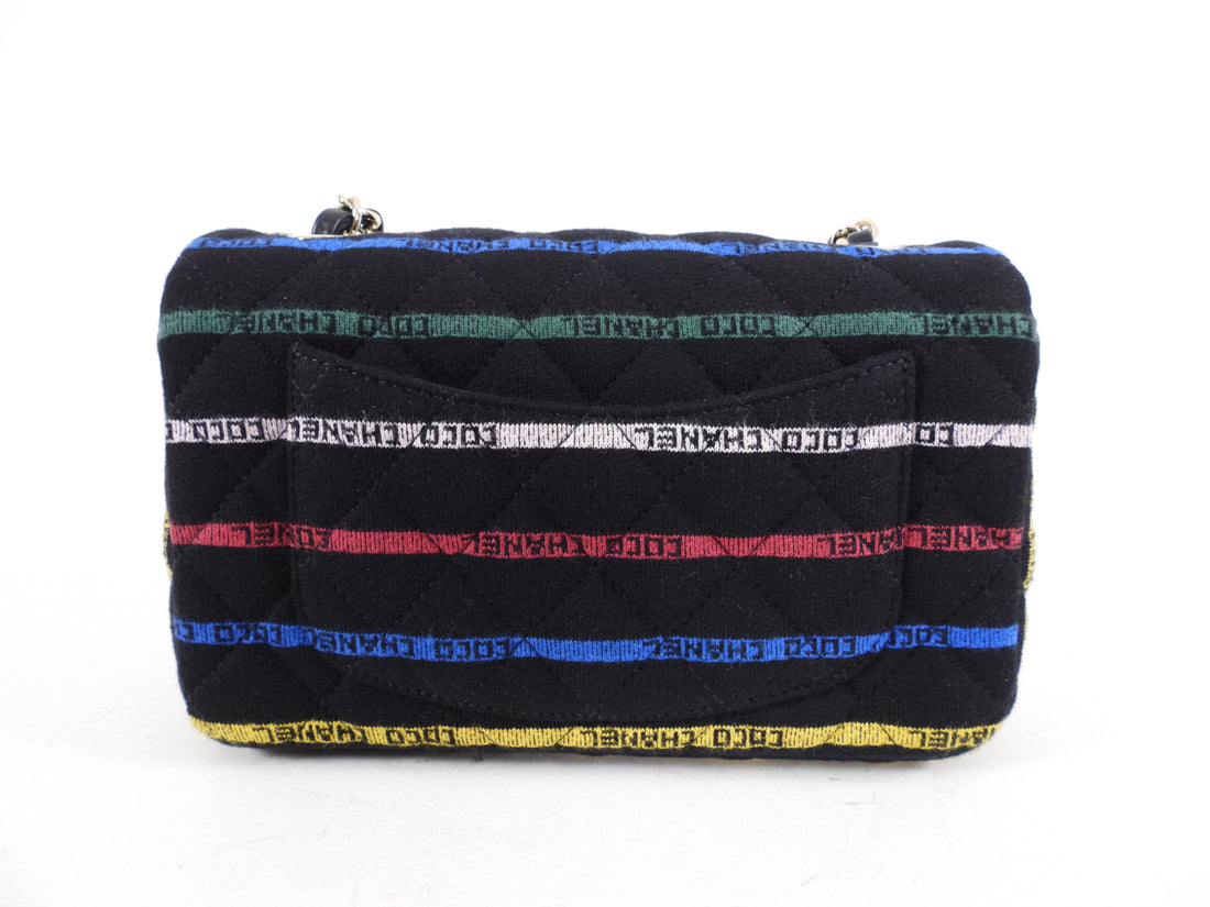 Chanel 22S Jersey Logo Mini Stripe Classic Flap Bag