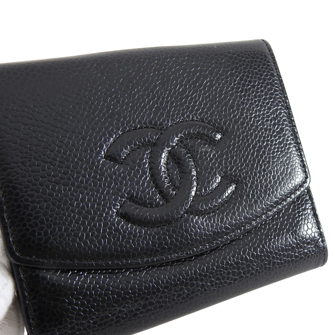 Chanel Black Caviar Timeless 'CC' Compact Wallet Q6A2FV0FKB042