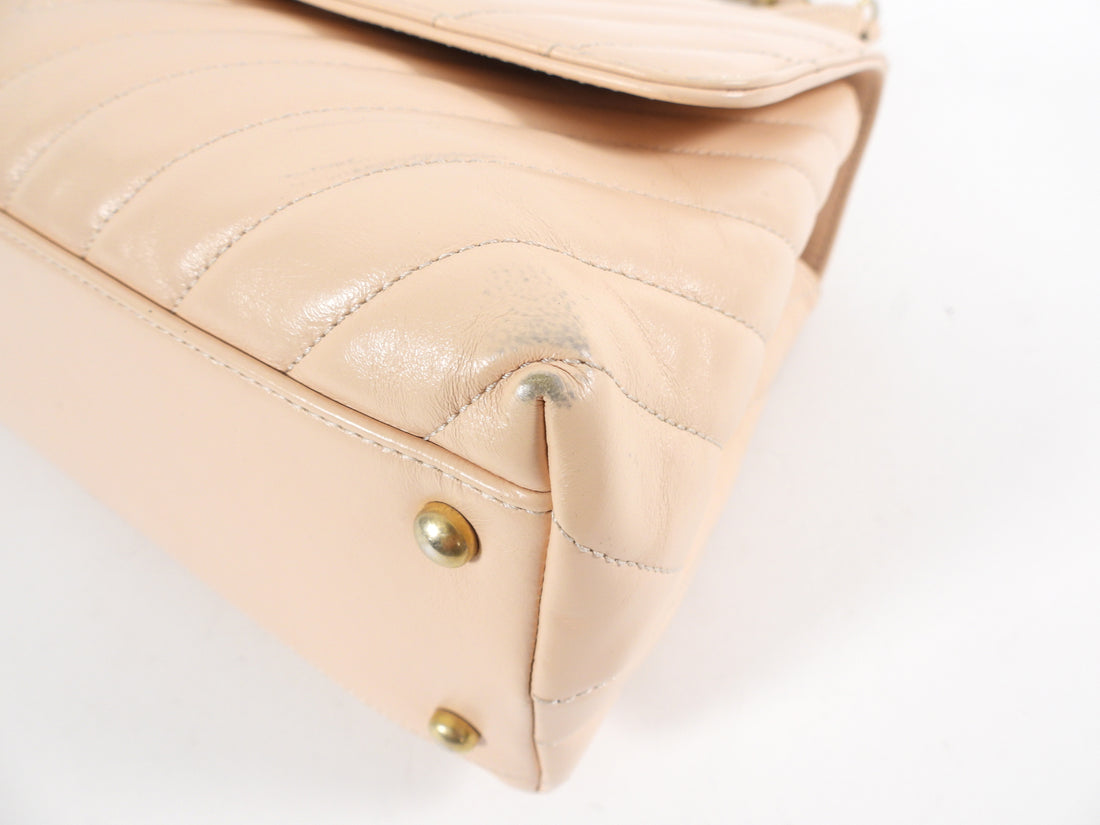 Chanel Light Nude Chevron and Lizard Coco Top Handle Bag