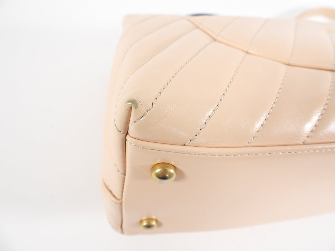 Chanel Light Nude Chevron and Lizard Coco Top Handle Bag