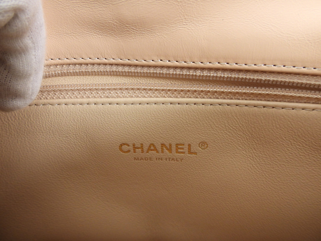 Chanel Light Nude Chevron and Lizard Coco Top Handle Bag