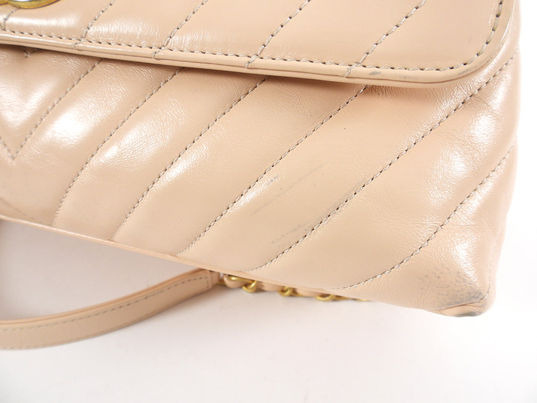 Chanel Light Nude Chevron and Lizard Coco Top Handle Bag