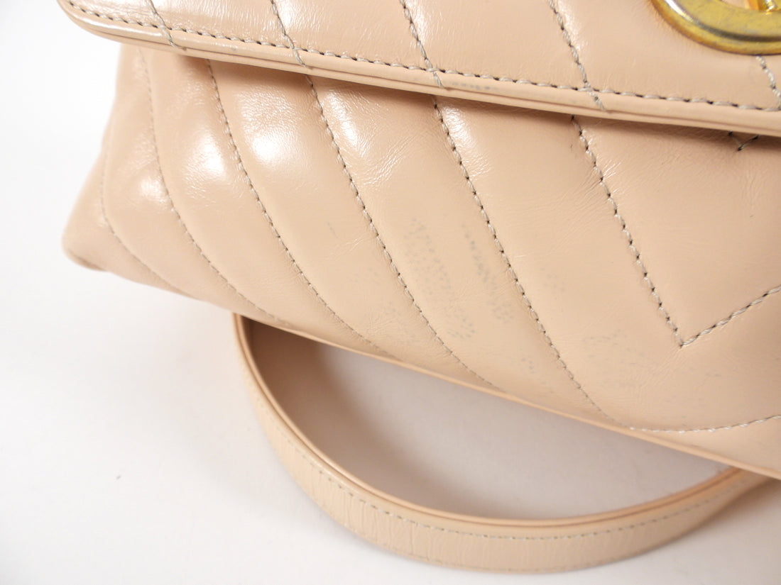 Chanel Light Nude Chevron and Lizard Coco Top Handle Bag