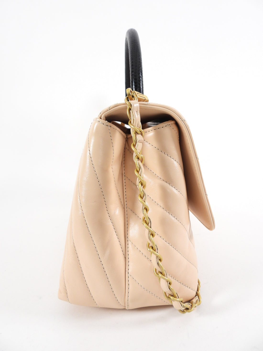 Chanel Light Nude Chevron and Lizard Coco Top Handle Bag