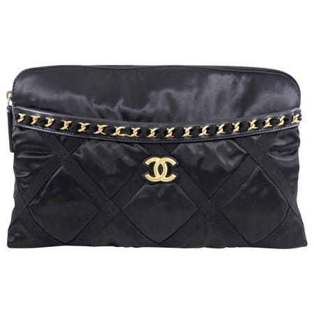 Chanel 21A Medium Satin Trousse Clutch / Convertible Tote Bag