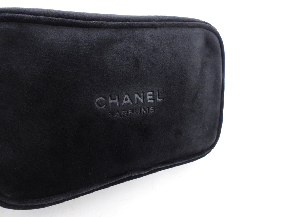 Chanel Parfums Black Velvet Cosmetic Pouch Bag