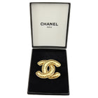 Chanel Vintage 1990's Large Quilted CC Logo Brooch Pin