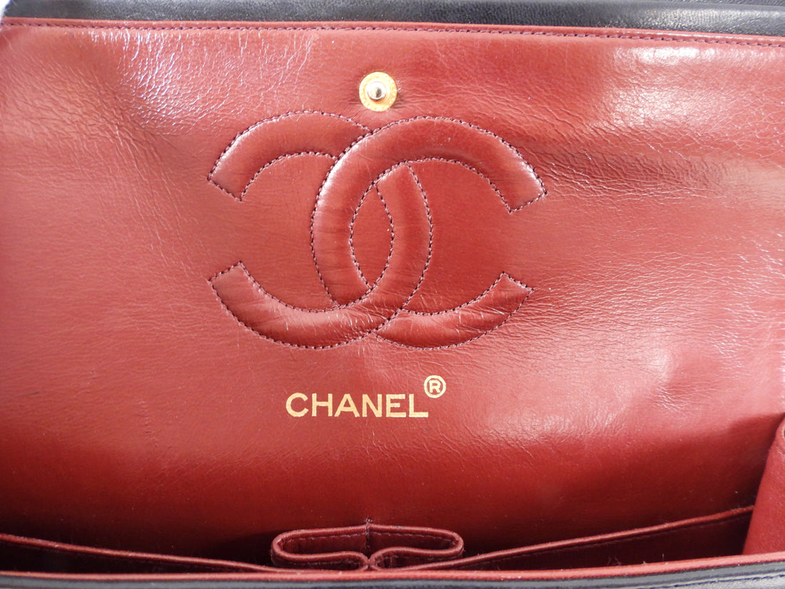 Chanel Vintage 1986 Black Lambskin Medium Classic Double Flap Bag