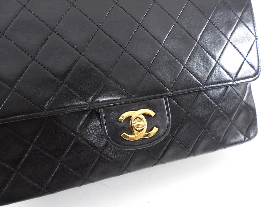 Chanel Vintage 1986 Black Lambskin Classic Double Flap Bag