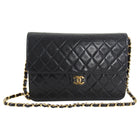 Chanel Vintage 1996 Black Quilt Flap Bag with Chain Strap