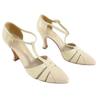 Chanel Vintage 1990's Beige T-Strap Curved Heel Shoes - 40