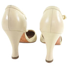 Chanel Vintage 1990's Beige T-Strap Curved Heel Shoes - 40