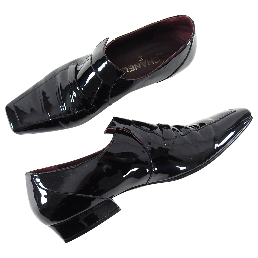 Chanel Pre Fall 2008 Black Patent Leather Flat Shoes 40
