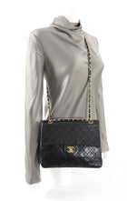 Chanel Vintage 1989 Black Lambskin Square Double Classic Flap Bag
